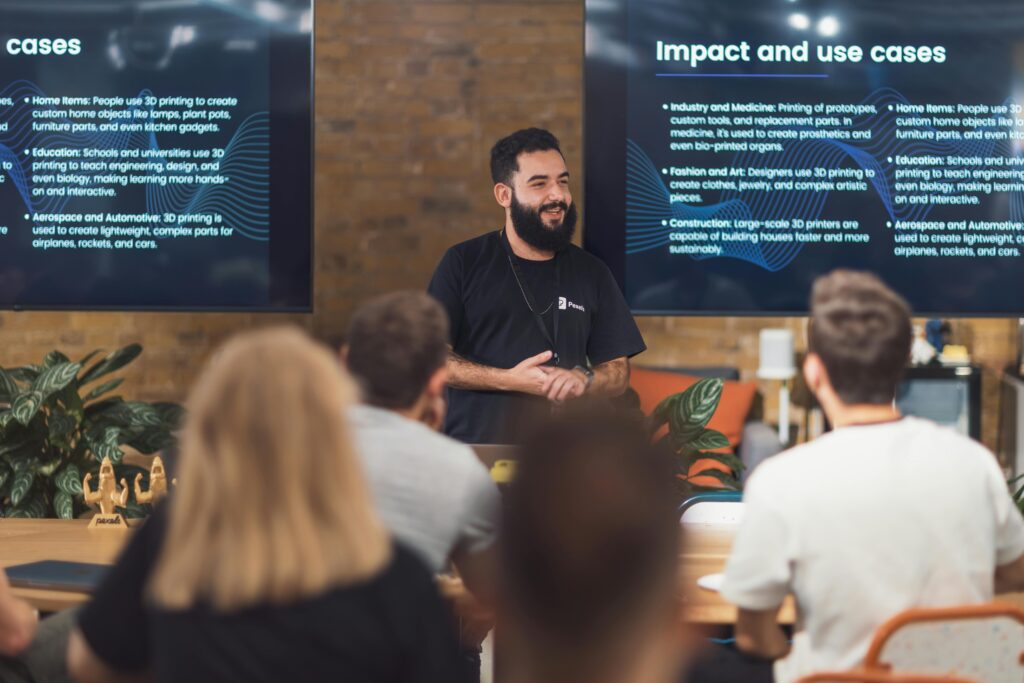 Trainer in front of adult learners