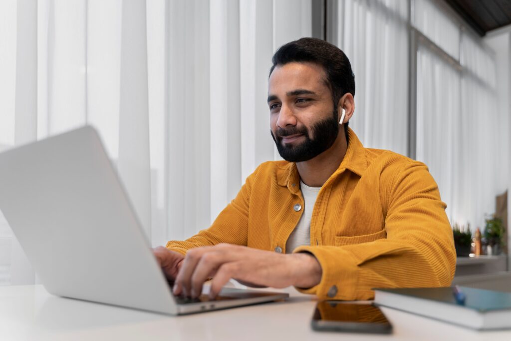 man doing eLearning course