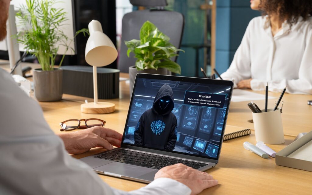 Employee going through a modern cybersecurity eLearning module