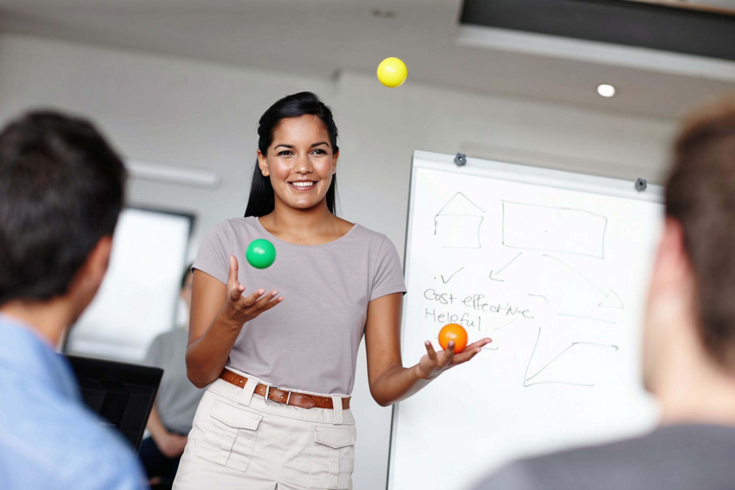 Woman juggling at work